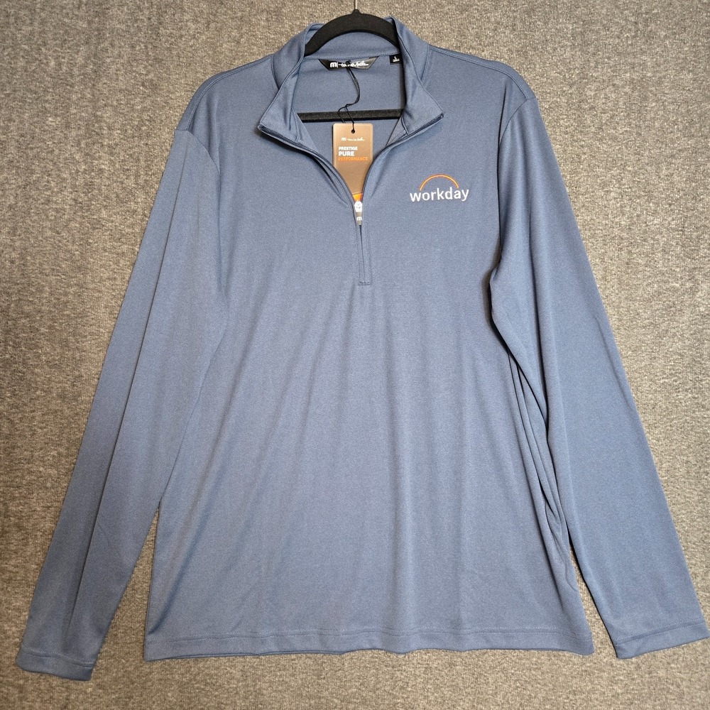 Travis Mathew Coto Performance 1/4 Zip Pullover‎ Men's Large Blue Stretch NEW